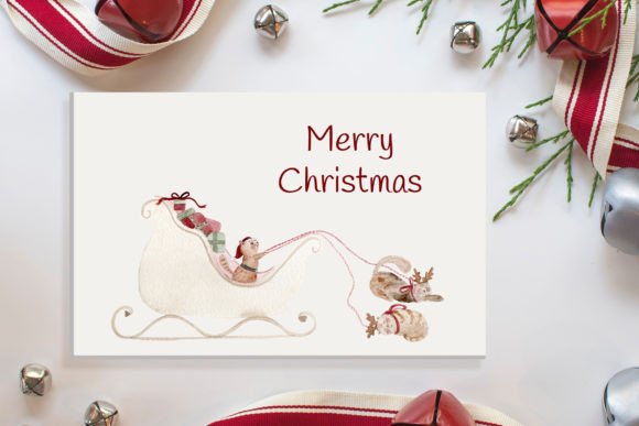 Cats Christmas – Watercolor Sleigh Illustrations Review