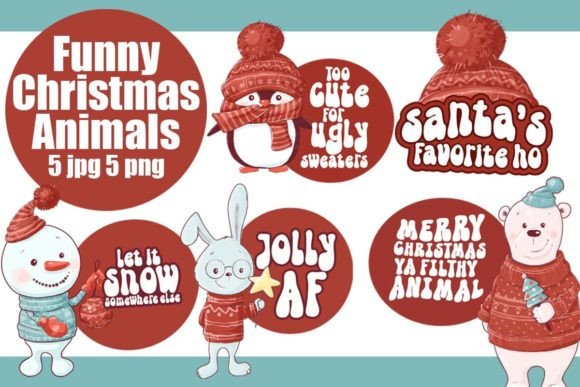 Christmas Animals Bundle Sublimation: Festive Illustrations