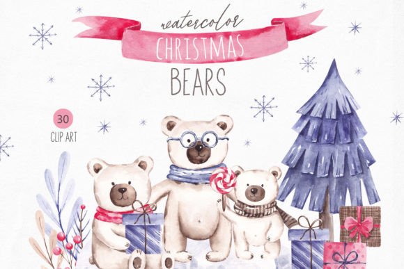 Christmas Bears Clipart: Festive Illustrations for Brands