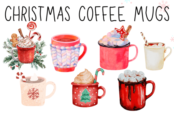 Christmas Coffee Mugs Clipart: Fresh Illustrations