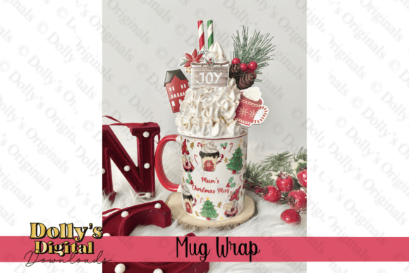 Christmas Cookie Gonk Mug Wrap: Festive Illustrations