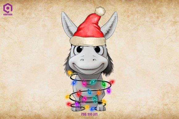 Christmas Donkey Tree Lights: Editorial Illustrations