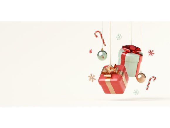 Christmas Gift Box with Decoration: Premium Illustrations
