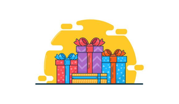 Christmas Gift Boxes Illustration for Editorial Use
