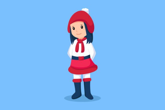 Christmas Girl Character: Festive Illustrations for Crafts