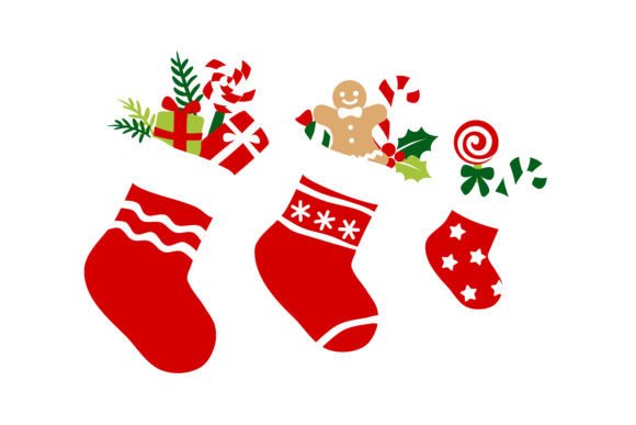 Christmas Stockings with Candies: Festive Illustrations
