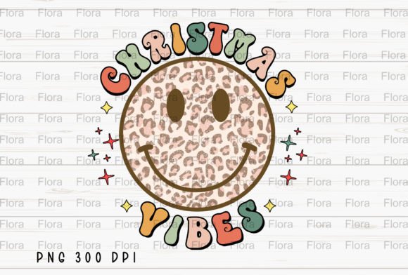 Christmas Vibes Smiley Face Leopard: Fun Illustrations