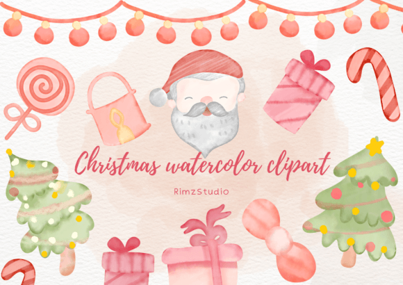 Christmas Watercolor Clipart PNG: Festive Illustrations