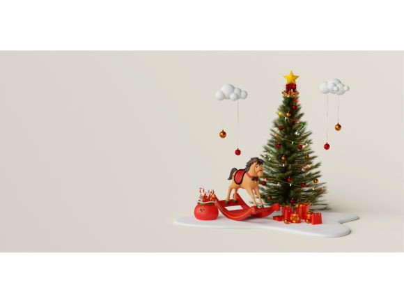 Christmas Web Banner of Rocking Horse: Illustrations Review