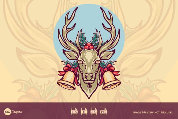 Deer Christmas Retro Illustrations for Crafts