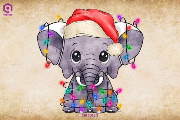 Elephant Christmas Tree Lights: Festive Illustrations