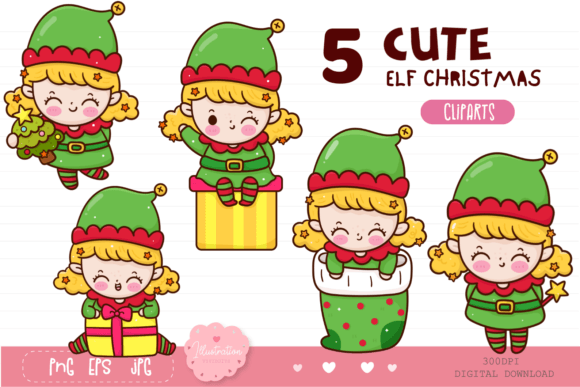 Elf Girl Christmas Clipart: A Designer's Review of Illustrations