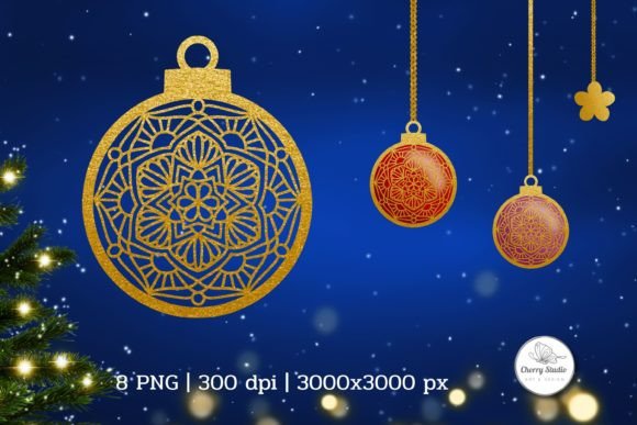 Gold Christmas Ornament V03: Premium Illustrations