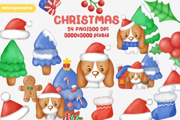 Happy Christmas Day Clipart Bundle: Festive Illustrations