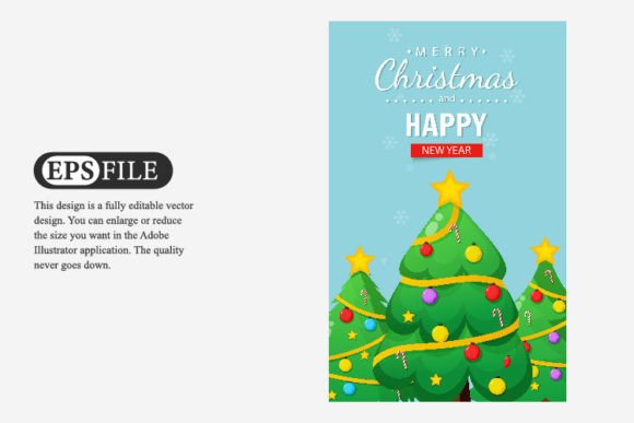 Merry Christmas Card with Christmas Tree: Festive Illustrations