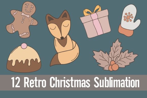 Retro Christmas Sublimation PNG for Festive Illustrations