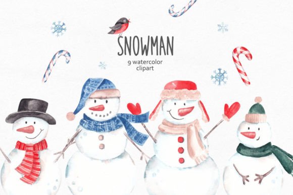 Review: Watercolor Christmas Snowman Clipart for Embroidery