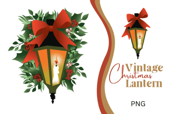 Vintage Christmas Lamp: Nostalgic Illustrations