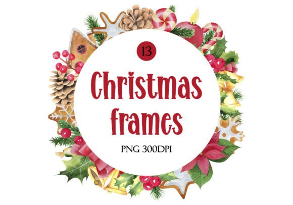 Watercolor Christmas Frames Png: Festive Illustrations