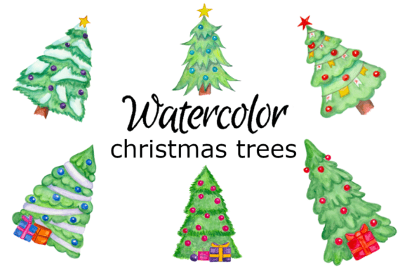 Watercolor Christmas Trees: Festive Illustrations