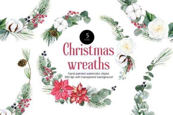 Watercolor Christmas Wreaths Winter PNG Review